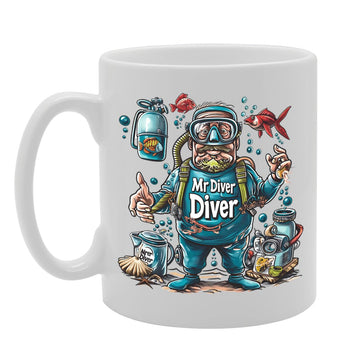 Mr Diver  - For Divers, Scuba Enthusiasts, Underwater Explorers, Durable Ceramic, Dishwasher Safe, Premium Print Mg6090 - Funny Printed Coffee Mug - Great Gift Idea