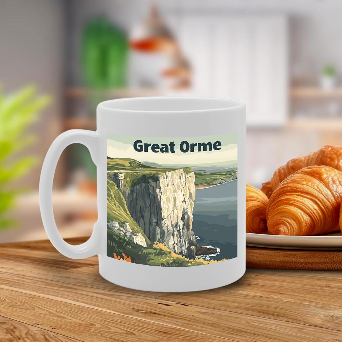 Printed Coffee Ceramic  Featuring Cities And Landmarks In United Kingdom (Great Orme) - Funny Printed Coffee Mug - Great Gift Idea