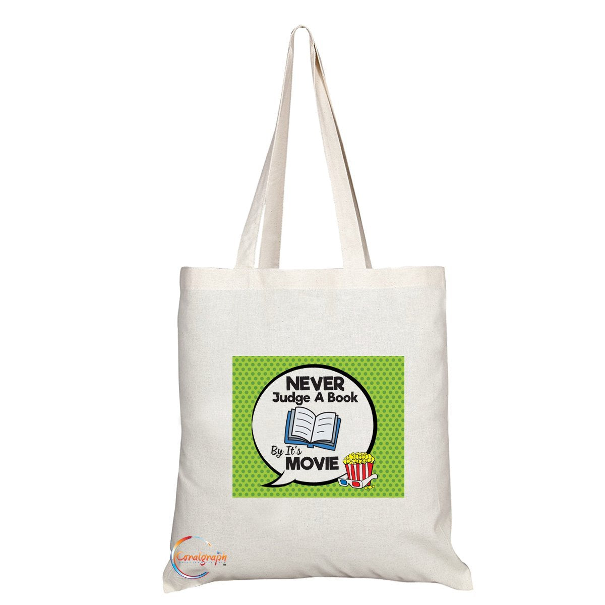 TB010 Never Judge A Book By It's Movie Novelty Present Gift Printed Eco-Friendly Stylish Long Handled Tote Shoulder Bag