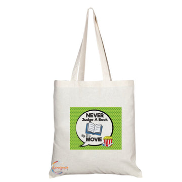 TB010 Never Judge A Book By It's Movie Novelty Present Gift Printed Eco-Friendly Stylish Long Handled Tote Shoulder Bag