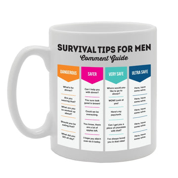 Survival Tips For Men Comment Guide   Printed Tea Coffee Ceramic  Mg2233 - Funny Printed Coffee Mug - Great Gift Idea