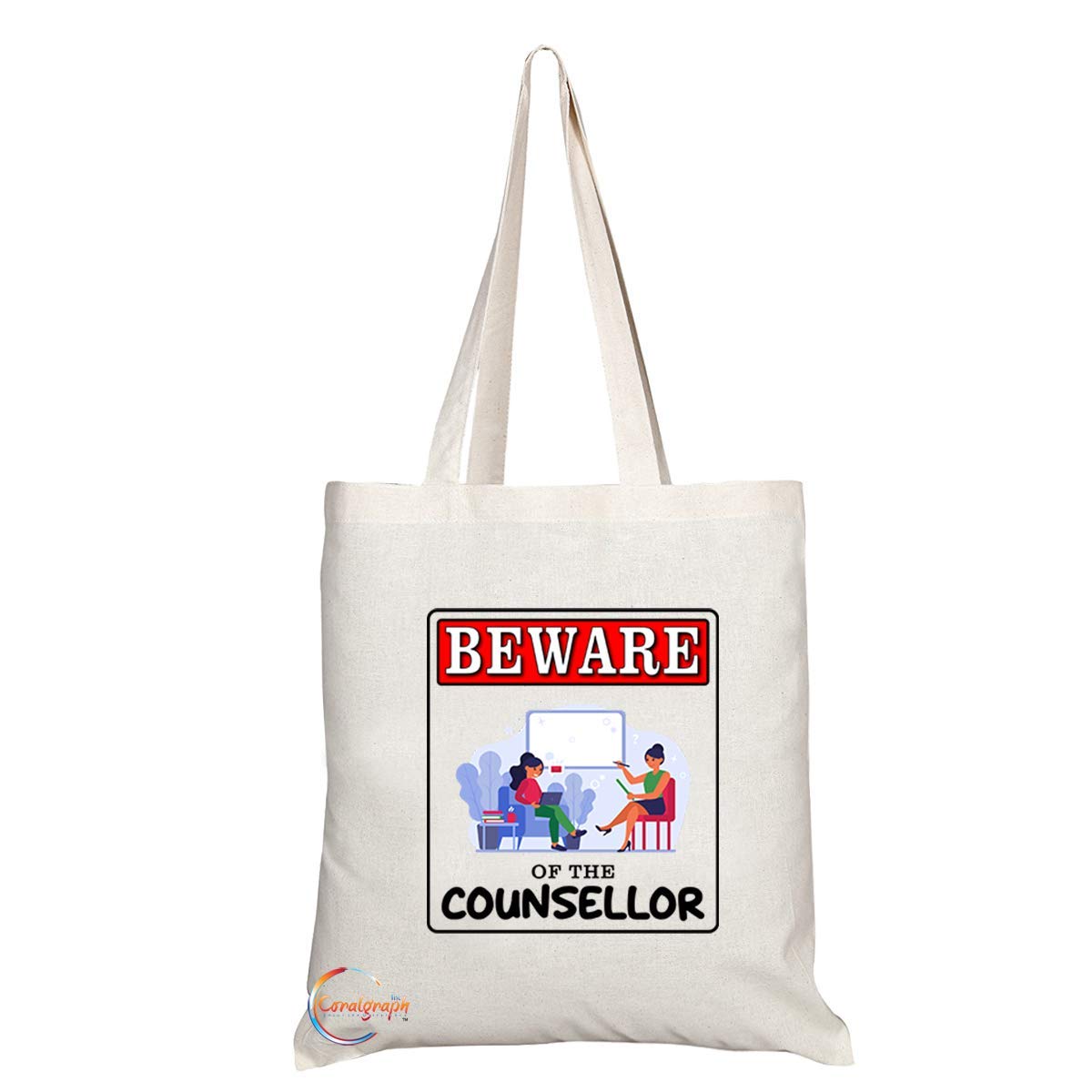 TB982 Beware of the Counsellor Novelty Present Gift Printed Eco-Friendly Stylish Long Handled Tote Shoulder Bag