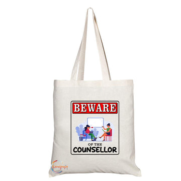 TB982 Beware of the Counsellor Novelty Present Gift Printed Eco-Friendly Stylish Long Handled Tote Shoulder Bag