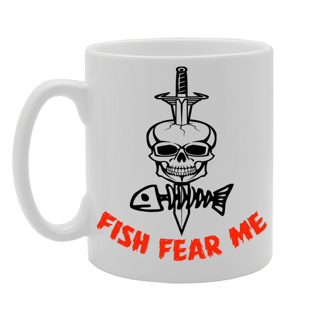 Fish Fear Me//Funny   Printed Tea Coffee Ceramic  Mg227 - Funny Printed Coffee Mug - Great Gift Idea