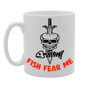 Fish Fear Me//Funny   Printed Tea Coffee Ceramic  Mg227 - Funny Printed Coffee Mug - Great Gift Idea