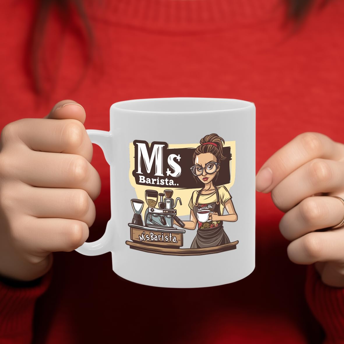 Ms Barista Ceramic  - Ideal For Baristas, Coffee Enthusiasts, And Cafe Workers - 11Oz Coffee  With Fun Design Mg6294 - Funny Printed Coffee Mug - Great Gift Idea