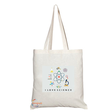 TB030 I Love Science Novelty Present Gift Printed Eco-Friendly Stylish Long Handled Tote Shoulder Bag