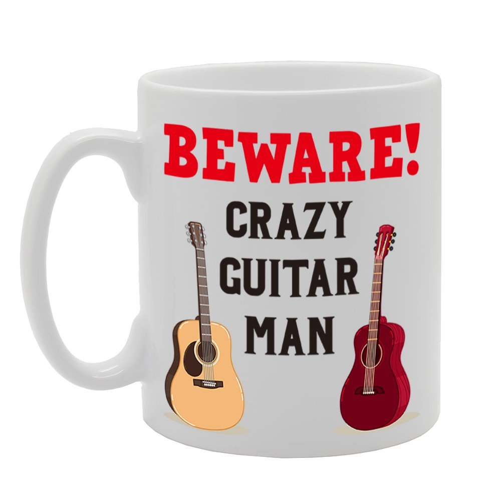 Beware Crazy Guitar Man   Printed Tea Coffee Cermic  Mg4262 - Funny Printed Coffee Mug - Great Gift Idea