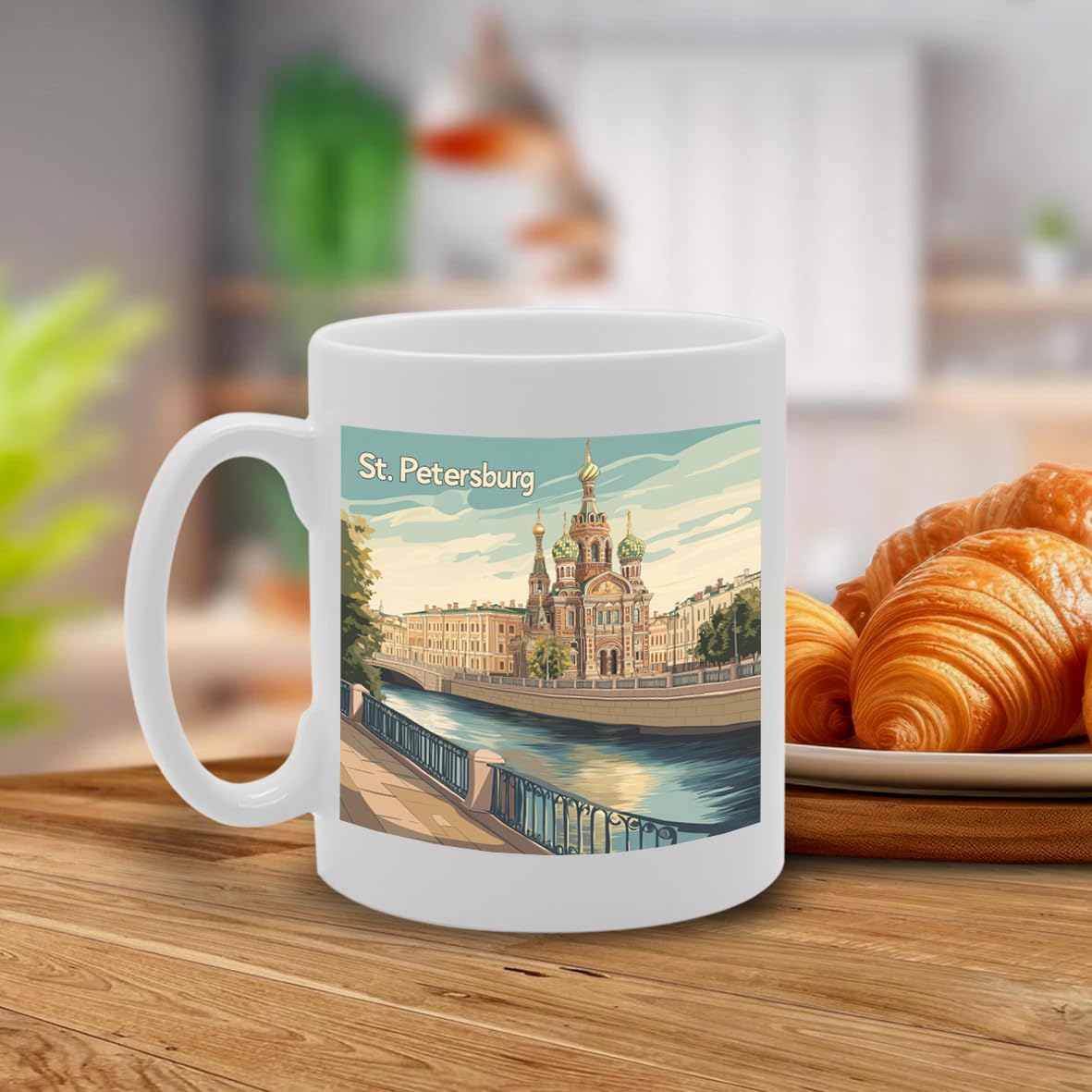 11Oz Dishwasher-Safe Ceramic  Featuring Popular Cities & Capitals From Europe And Around The World (St Petersburg) - Funny Printed Coffee Mug - Great Gift Idea