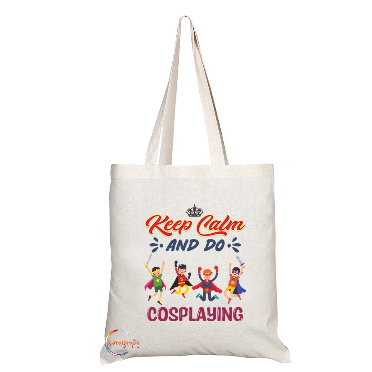 TB1056 Keep Calm and Do Cosplaying Novelty Present Gift Printed Eco-Friendly Stylish Long Handled Tote Shoulder Bag