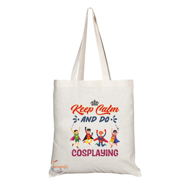 TB1056 Keep Calm and Do Cosplaying Novelty Present Gift Printed Eco-Friendly Stylish Long Handled Tote Shoulder Bag