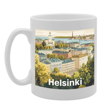 11Oz Dishwasher-Safe Ceramic  Featuring Popular Cities & Capitals From Europe And Around The World (Helsinki) - Funny Printed Coffee Mug - Great Gift Idea