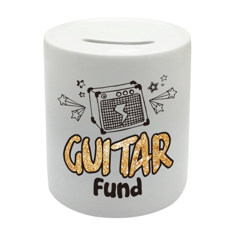 BS050 Guitar Fund Novelty Gift Printed Ceramic Piggy Bank Money Saving Box