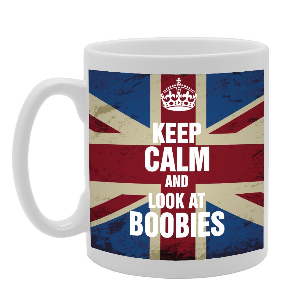 Keep Calm And Look At Boobies   Printed Tea Coffee Ceramic  Mg2338 - Funny Printed Coffee Mug - Great Gift Idea