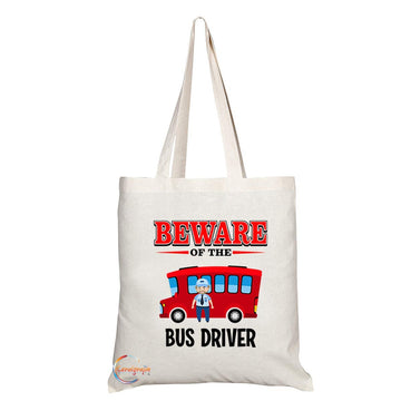 TB814 Beware of the Bus Driver Novelty Present Gift Printed Eco-Friendly Stylish Long Handled Tote Shoulder Bag