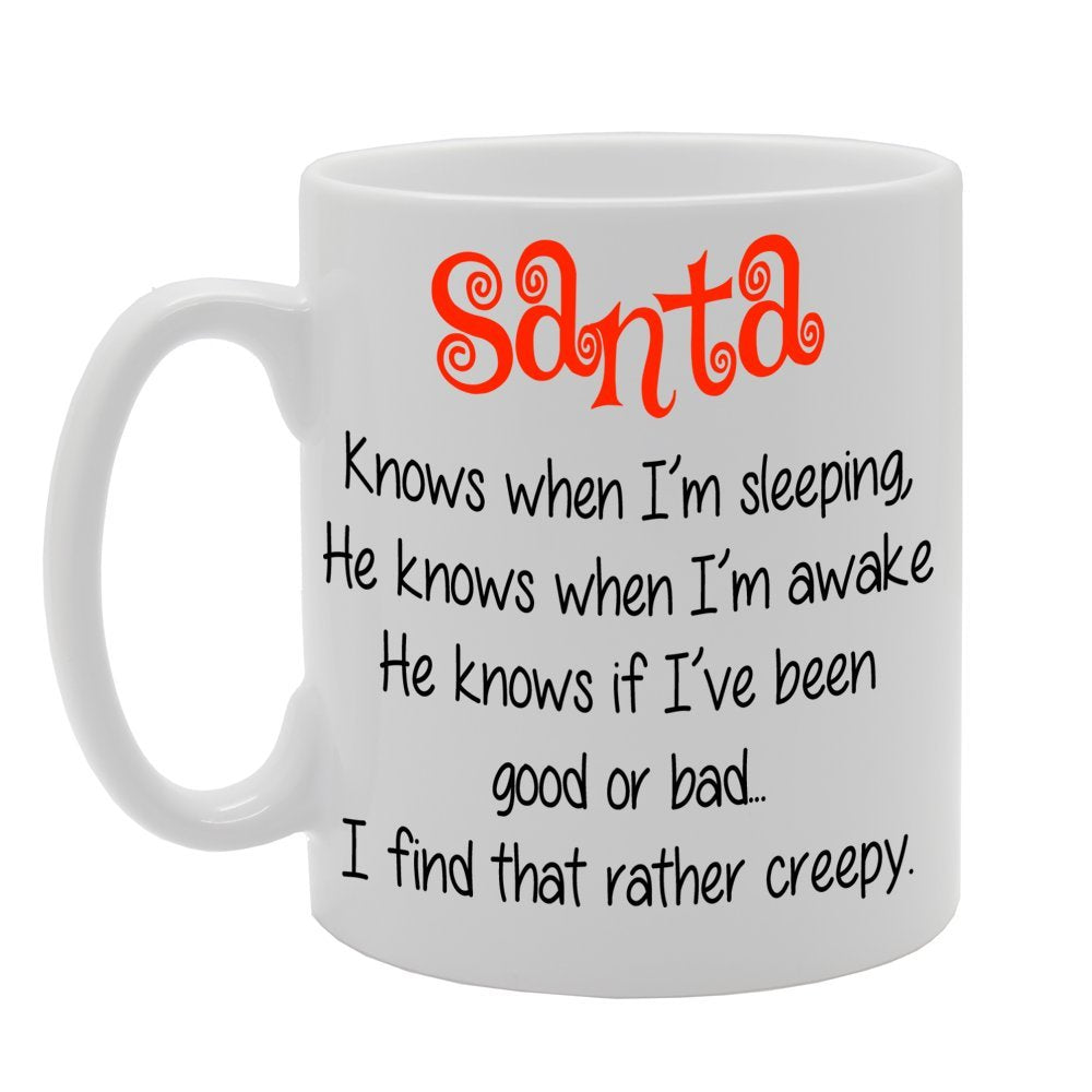 Santa Knows Everything Christmas Funny   Printed Ceramic Tea Coffee  Mg080 - Funny Printed Coffee Mug - Great Gift Idea