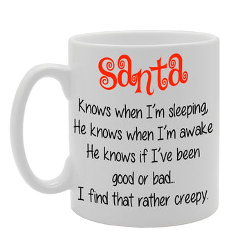 Santa Knows Everything Christmas Funny   Printed Ceramic Tea Coffee  Mg080 - Funny Printed Coffee Mug - Great Gift Idea