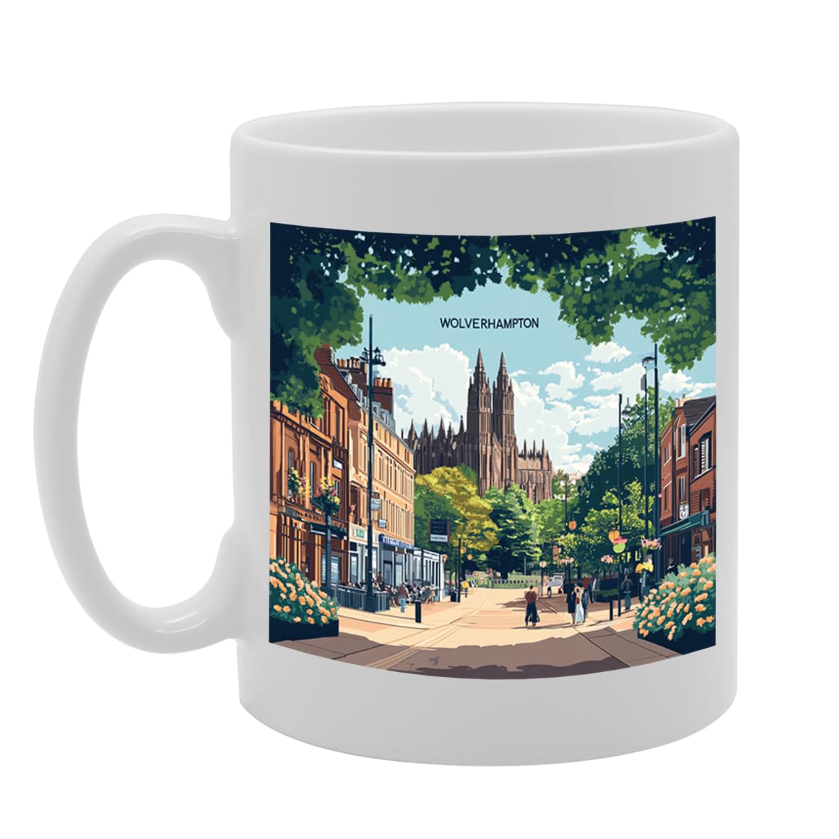 Printed Coffee Ceramic  Featuring Cities And Landmarks In United Kingdom (Wolverhampton) - Funny Printed Coffee Mug - Great Gift Idea