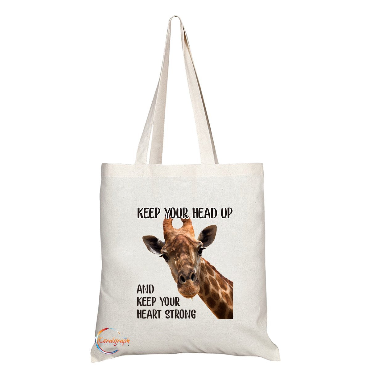 TB316 Keep Your Head Up And Keep Your Heart Strong Novelty Present Gift Printed Eco-Friendly Stylish Long Handled Tote Shoulder Bag