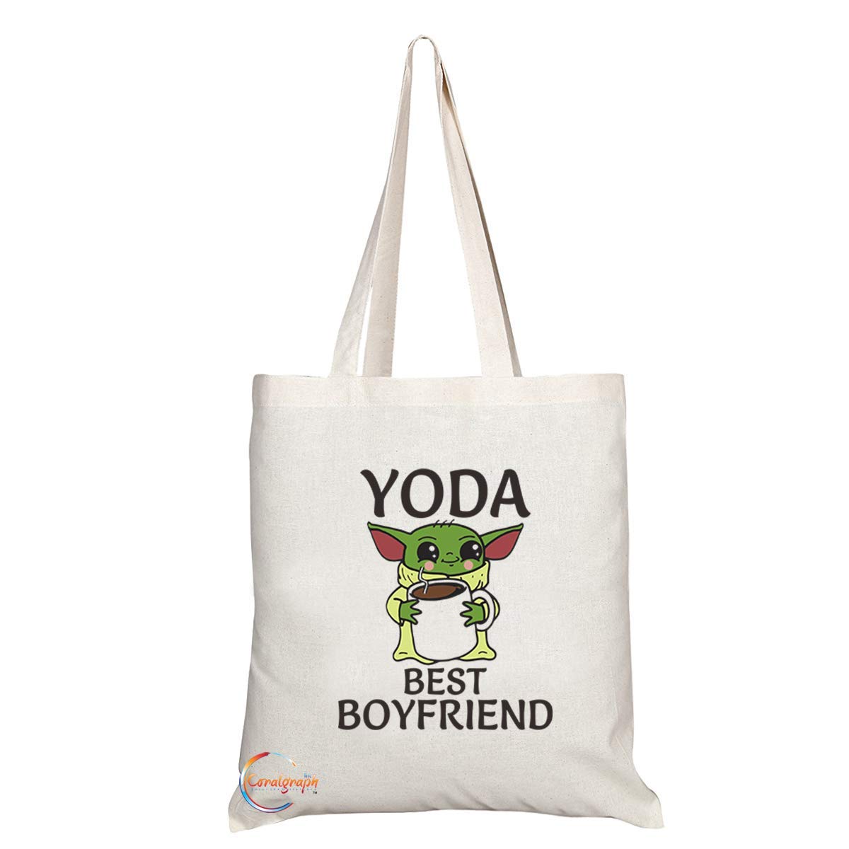 TB655 YODA BEST BOYFRIEND Novelty Present Gift Printed Eco-Friendly Stylish Long Handled Tote Shoulder Bag