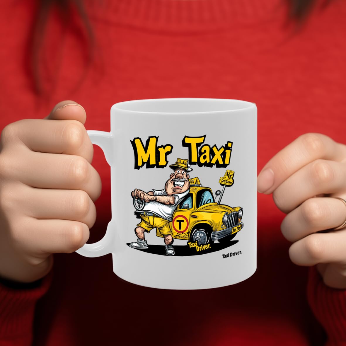 Mr Taxi Ceramic  - Ideal For Taxi Drivers, Cab Drivers, And Transportation Workers - 11Oz Coffee  With Fun Design Mg6299 - Funny Printed Coffee Mug - Great Gift Idea