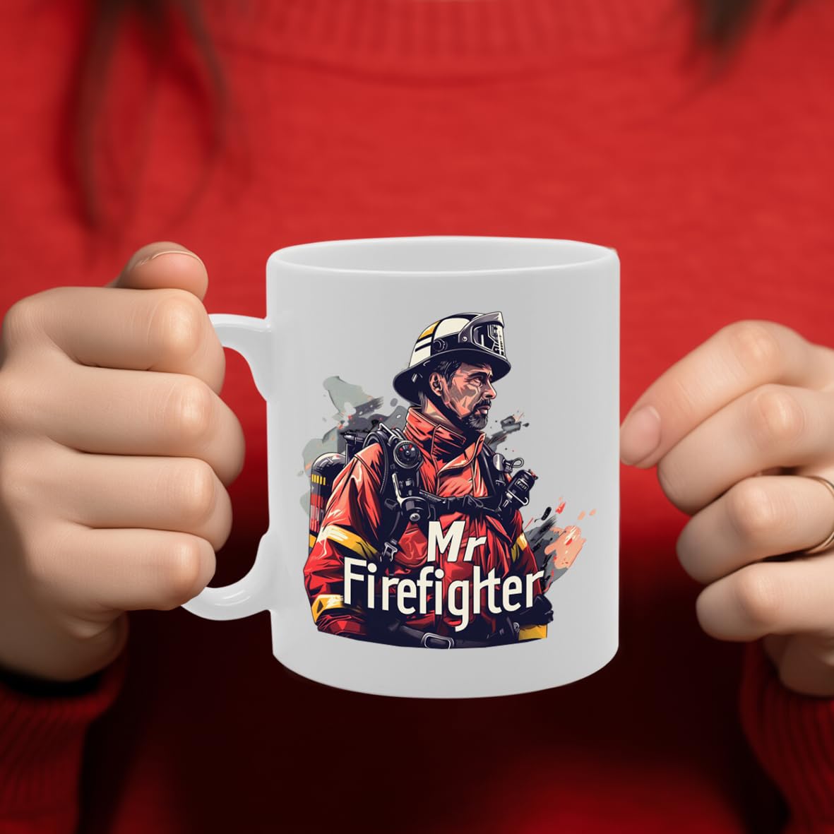 Mr Firefighter  - Ideal For Male Firefighters And Rescue Professionals, 11Oz Ceramic Coffee  For Fire Service Enthusiasts Mg5980 - Funny Printed Coffee Mug - Great Gift Idea
