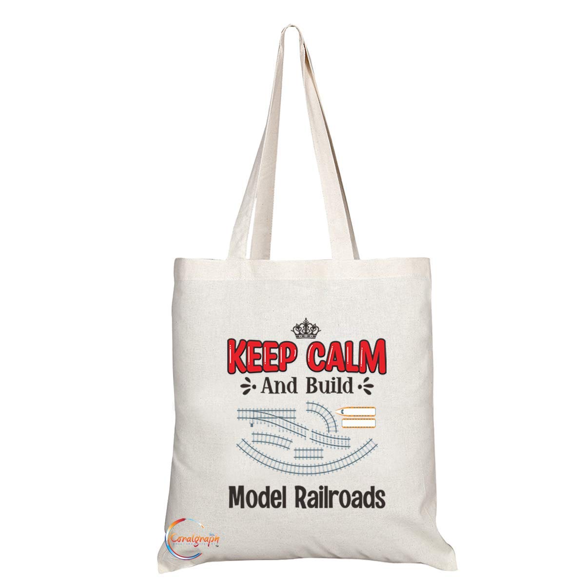 TB1084 Keep Calm and Build Model Railroads Novelty Present Gift Printed Eco-Friendly Stylish Long Handled Tote Shoulder Bag