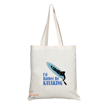 TB150 I'd Rather Be KAYAKING Novelty Present Gift Printed Eco-Friendly Stylish Long Handled Tote Shoulder Bag