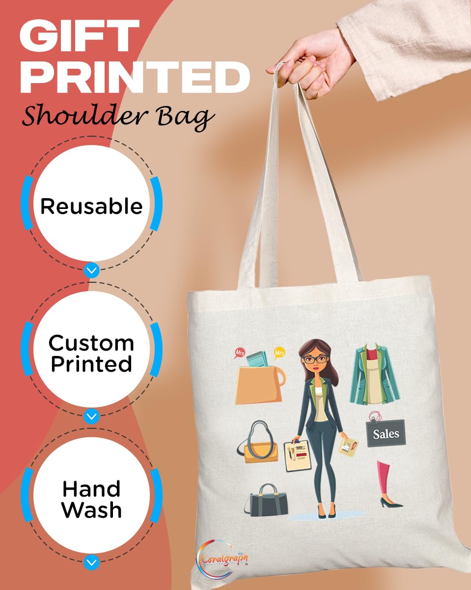 TB1783 Mrs Sales Tote Bag - Great for Sales Professionals, Retail Workers, Business Enthusiasts - Sustainable, Stylish, Long Handled, Durable and Reusable