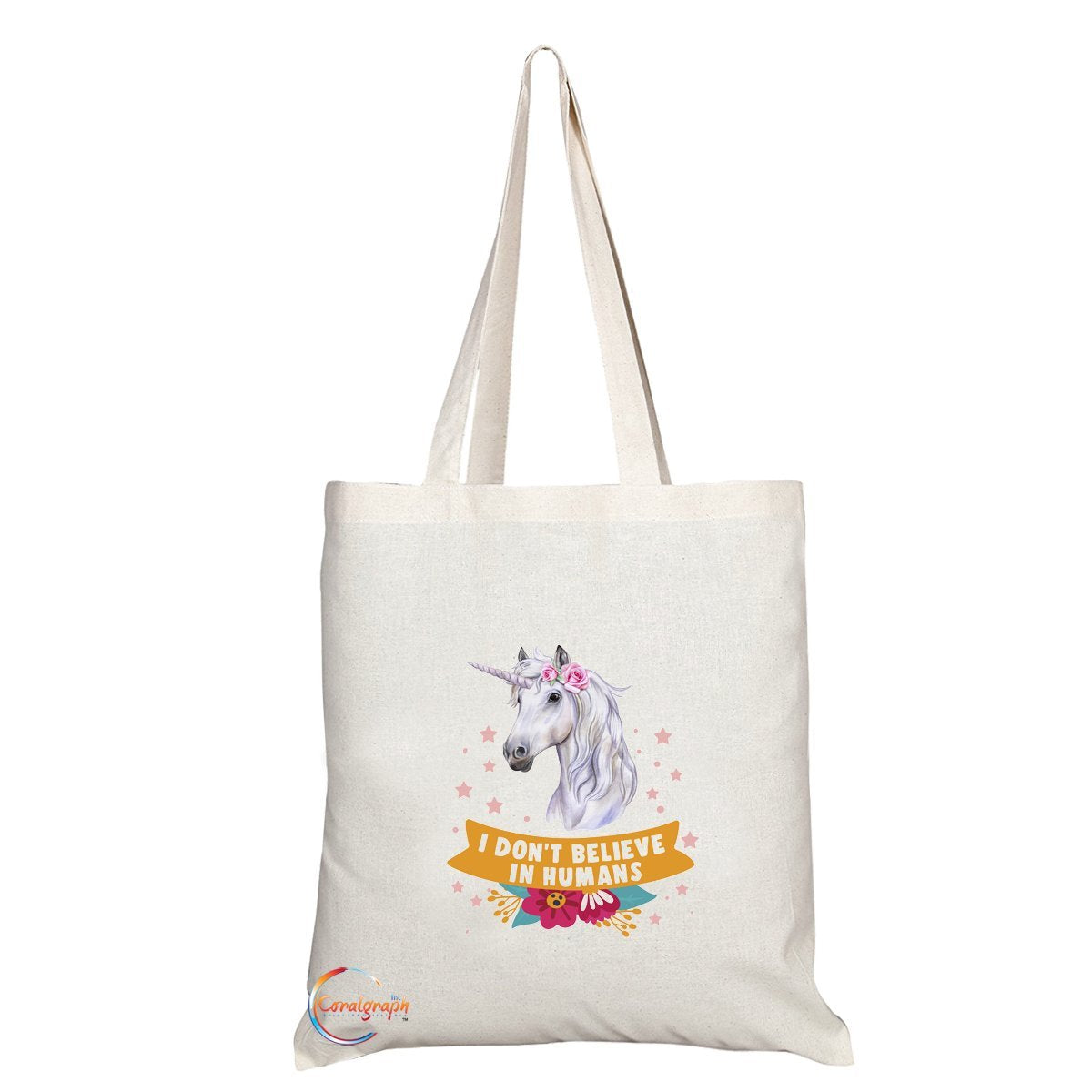 TB311 I Don't Believe in Humans Novelty Present Gift Printed Eco-Friendly Stylish Long Handled Tote Shoulder Bag