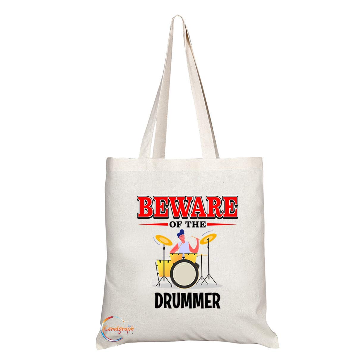TB884 Beware of the Drummer Novelty Present Gift Printed Eco-Friendly Stylish Long Handled Tote Shoulder Bag