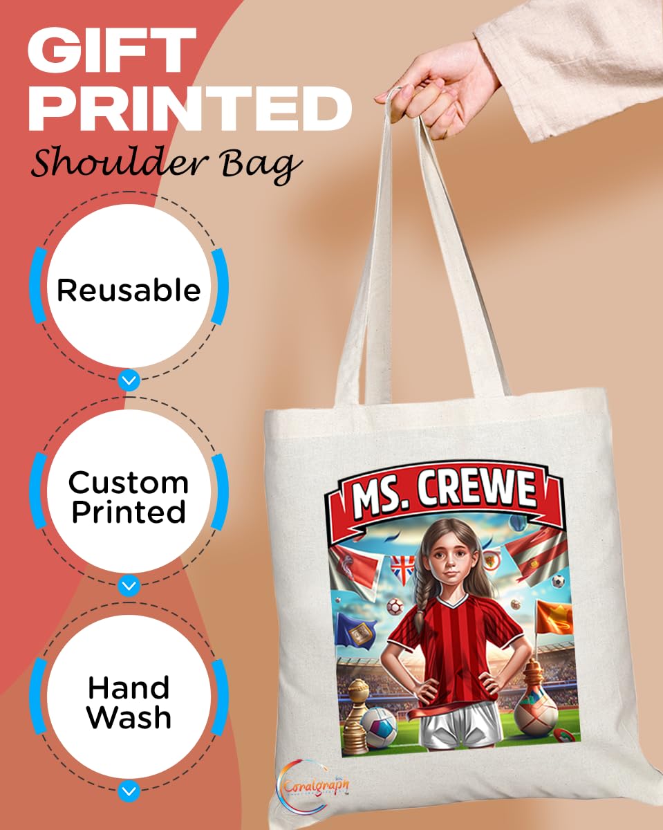 TB1673 Ms Crewe Footie Fan Lady Girl Tote Bag - Eco-Friendly, Stylish, Long Handled, Perfect Novelty Gift by