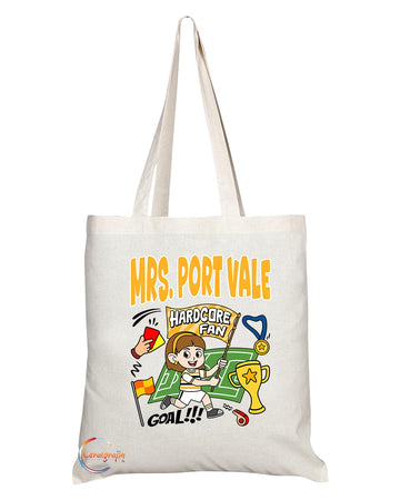 TB1667 Mrs Port Vale Footie Fan Lady Girl Tote Bag - Eco-Friendly, Stylish, Long Handled, Perfect Novelty Gift by