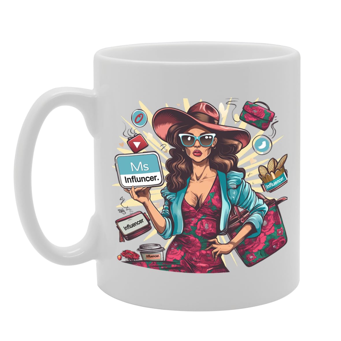 Ms Influencer  - Ideal For Social Media Stars And Digital Content Creators, 11Oz Ceramic Coffee  For Influencers And Trendsetters Mg5999 - Funny Printed Coffee Mug - Great Gift Idea