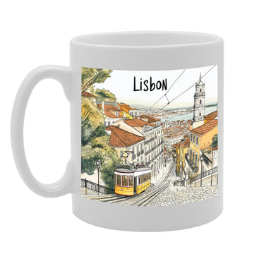 11Oz Dishwasher-Safe Ceramic  Featuring Popular Cities & Capitals From Europe And Around The World (Lisbon) - Funny Printed Coffee Mug - Great Gift Idea