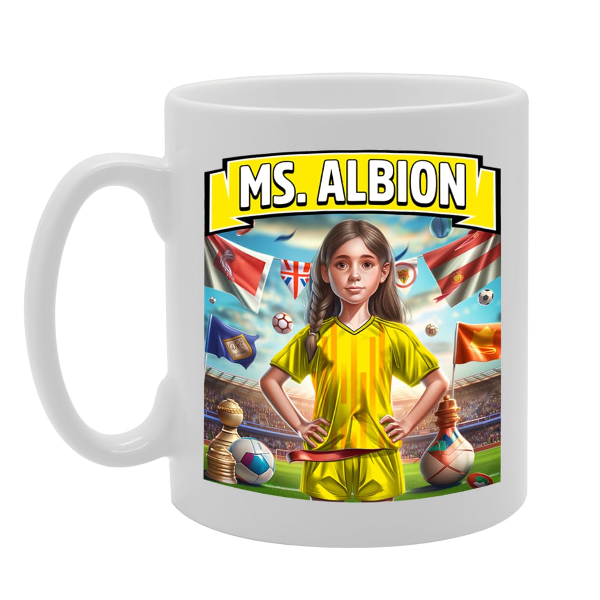 Football Fan Ceramic  - Perfect   For Soccer Lovers, Ladies & Girls - Printed Cup For Footie Enthusiasts (Albion) - Funny Printed Coffee Mug - Great Gift Idea