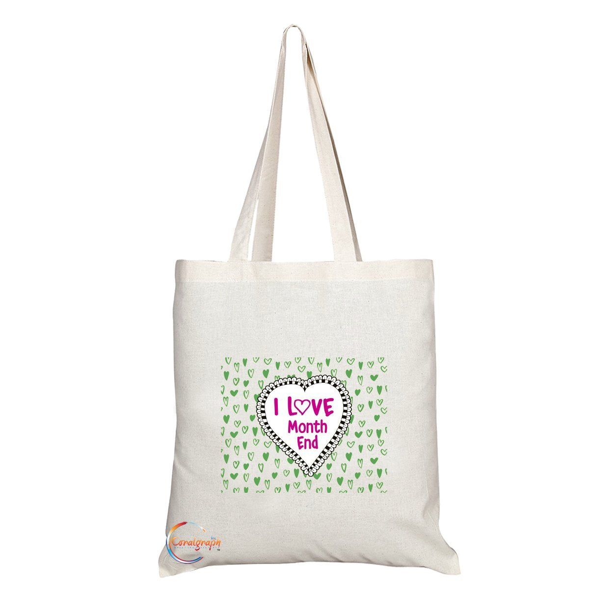 TB156 I Love Month End Novelty Present Gift Printed Eco-Friendly Stylish Long Handled Tote Shoulder Bag