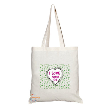 TB156 I Love Month End Novelty Present Gift Printed Eco-Friendly Stylish Long Handled Tote Shoulder Bag