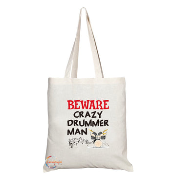 TB277 Beware Crazy Duck Lady Novelty Present Gift Printed Eco-Friendly Stylish Long Handled Tote Shoulder Bag