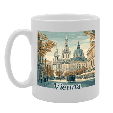 11Oz Dishwasher-Safe Ceramic  Featuring Popular Cities & Capitals From Europe And Around The World (Vienna) - Funny Printed Coffee Mug - Great Gift Idea