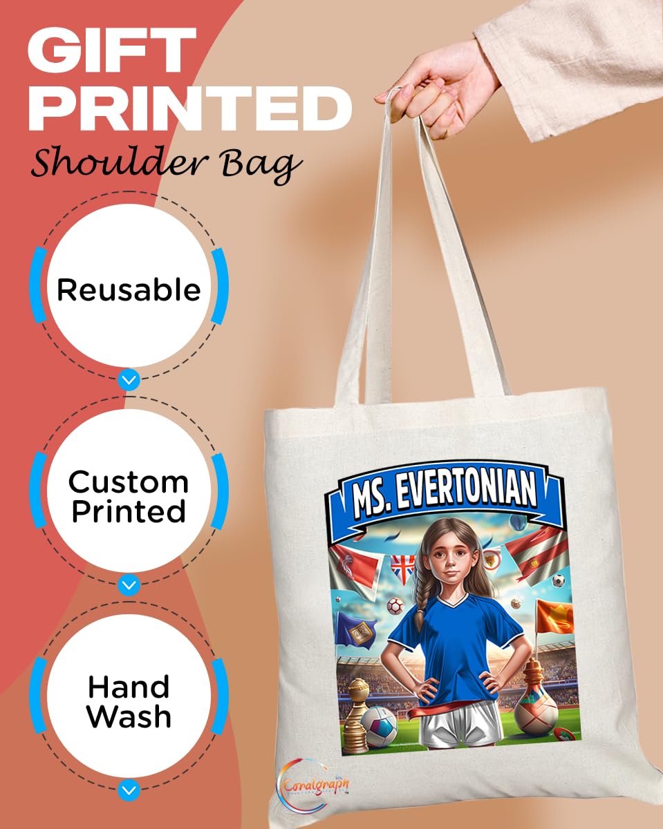 TB1616 Ms Evertonian Footie Fan Lady Girl Tote Bag - Eco-Friendly, Stylish, Long Handled, Perfect Novelty Gift by