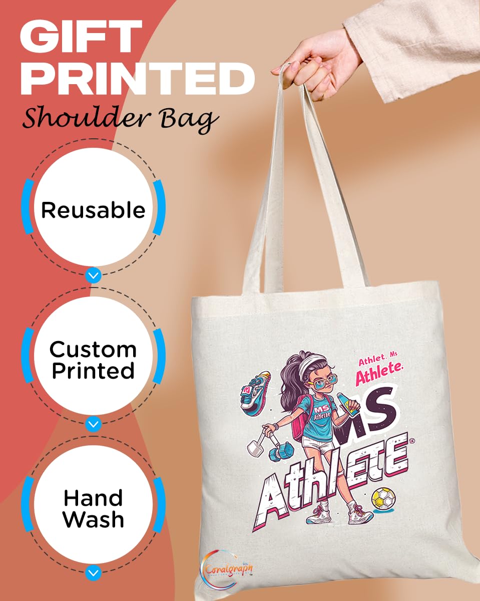 TB1968 Ms Athlete Tote Bag - Ideal for Female Athletes, Sports Enthusiasts, and Fitness Lovers - Tote Bag with Motivational Design