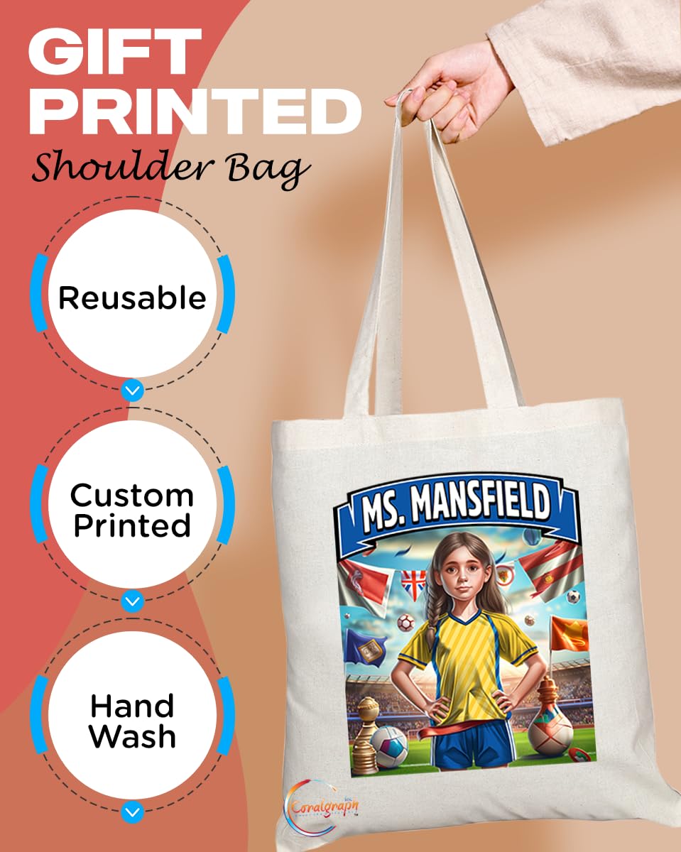 TB1669 Ms Mansfield Footie Fan Lady Girl Tote Bag - Eco-Friendly, Stylish, Long Handled, Perfect Novelty Gift by