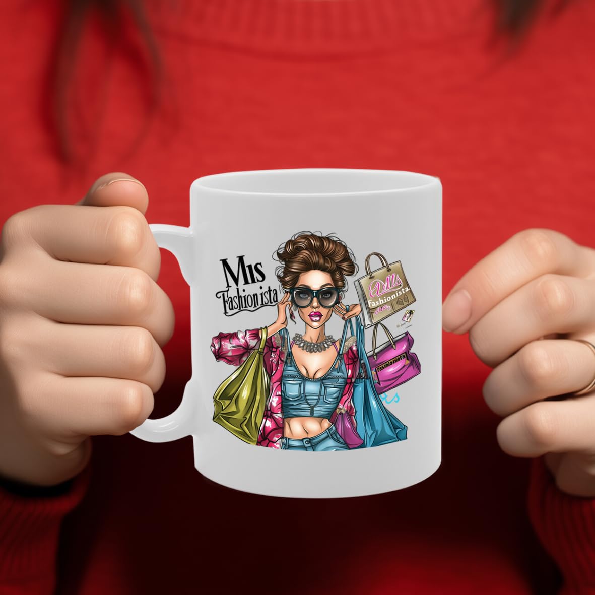 Ms Fashionista Ceramic  - Ideal For Fashion Enthusiasts, Style Icons, And Trendsetters - 11Oz Coffee  With Stylish Design Mg6279 - Funny Printed Coffee Mug - Great Gift Idea