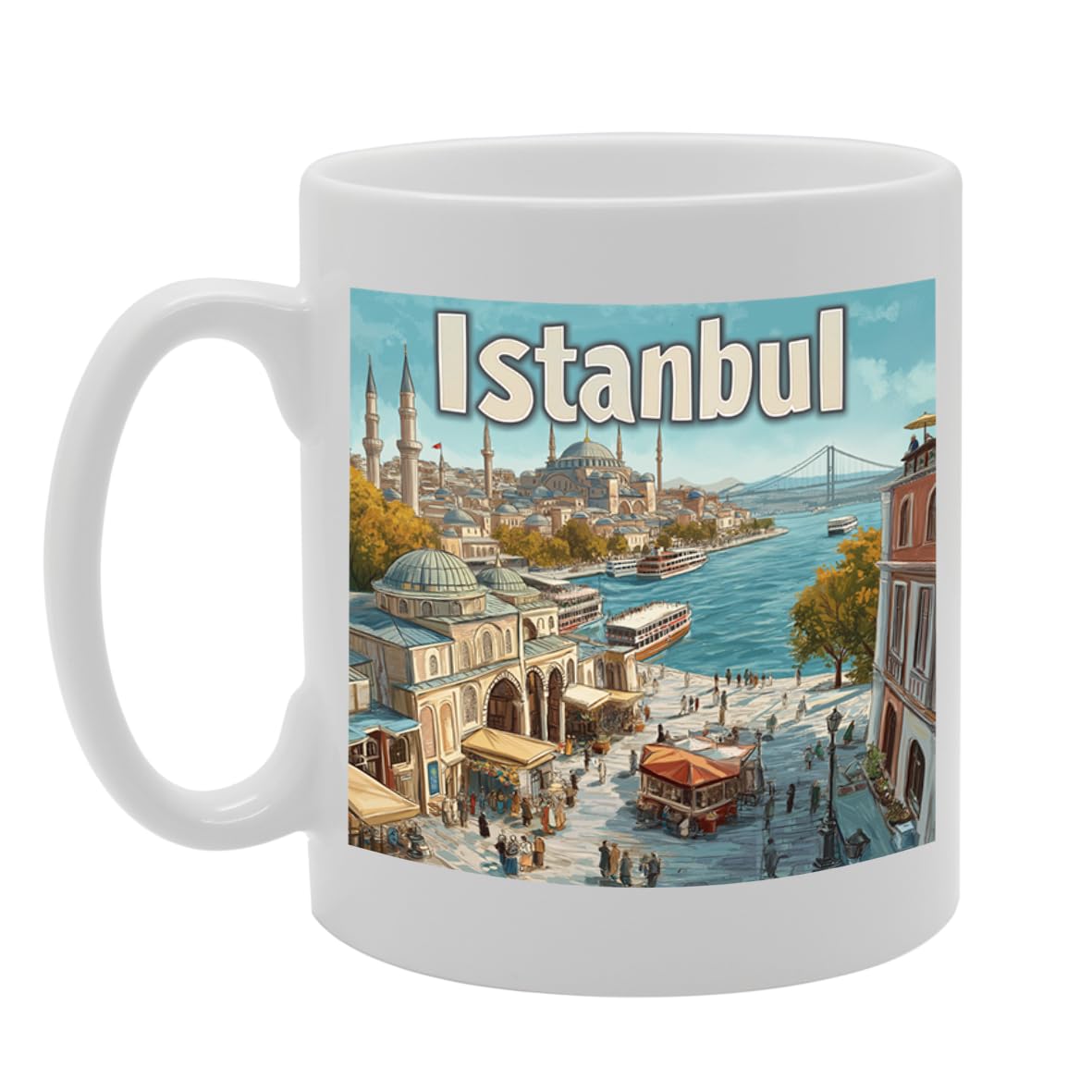 11Oz Dishwasher-Safe Ceramic  Featuring Popular Cities & Capitals From Europe And Around The World (Istanbul) - Funny Printed Coffee Mug - Great Gift Idea