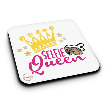 ER079 Selfie Queen Novelty Present Gift Printed MDF Wooden Coaster