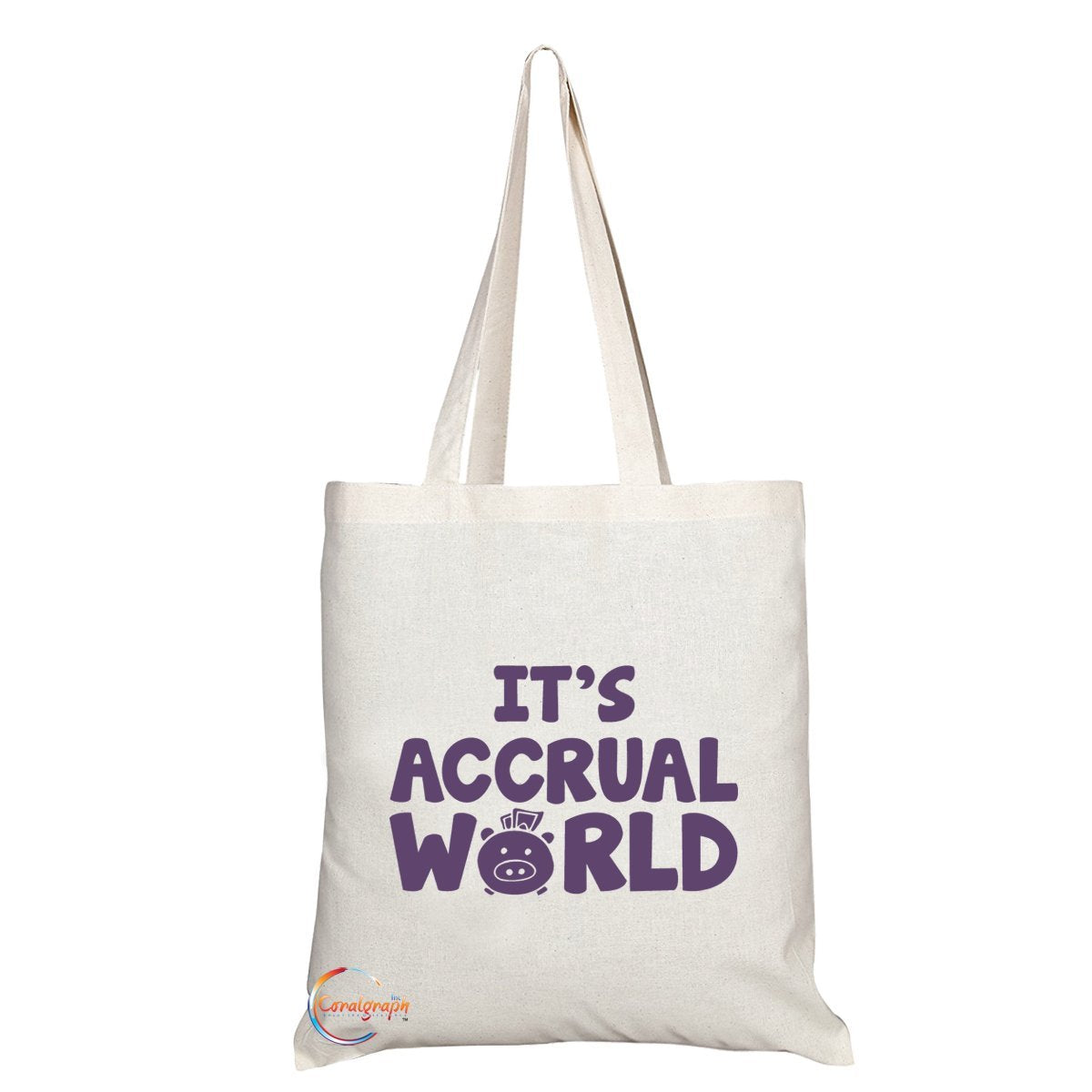 TB101 IT'S ACCRUAL WORLD Novelty Present Gift Printed Eco-Friendly Stylish Long Handled Tote Shoulder Bag