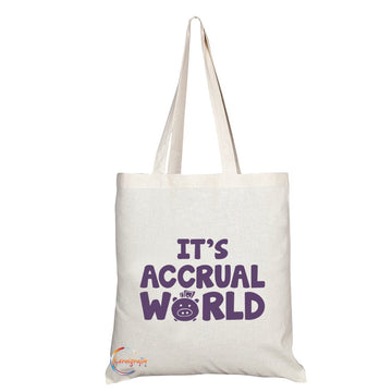 TB101 IT'S ACCRUAL WORLD Novelty Present Gift Printed Eco-Friendly Stylish Long Handled Tote Shoulder Bag