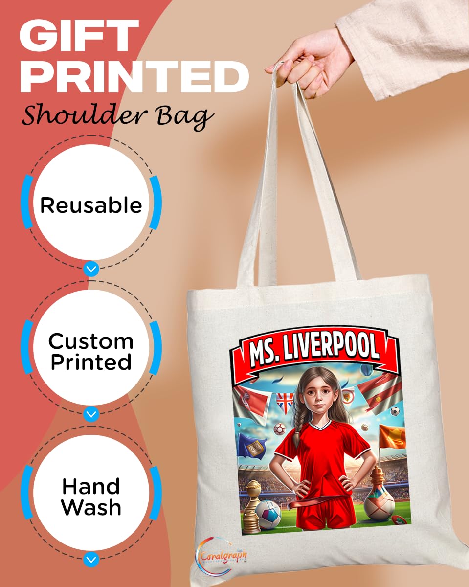 TB1602 Ms Liverpool Footie Fan Lady Girl Tote Bag - Eco-Friendly, Stylish, Long Handled, Perfect Novelty Gift by