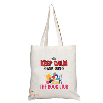 TB1087 Keep Calm and Join the Book Club Novelty Present Gift Printed Eco-Friendly Stylish Long Handled Tote Shoulder Bag